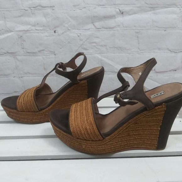 Ugg Fitchie Platform Leather Sandals Brown Sz 7.5 - Picture 6 of 8